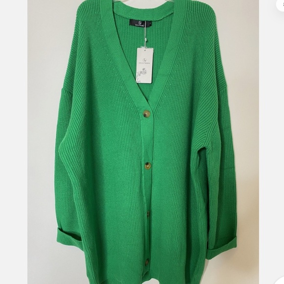 Bright Green Women's Cardigan - Picture 4 of 5